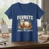 Ferret Lover Ferrets Makes Me Happy t-shirt design with a cute ferret and floral accents