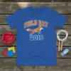 Field Day 2019 t-shirt with an orange geometric fox graphic and retro lettering
