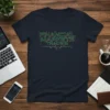 FINANCIAL MARKETS TRADING text design with a stock market heartbeat graphic on a dark t-shirt