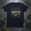 Fireworks Director If I Run, We All Run quote on a navy t-shirt with colorful firework graphics