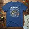 Fishing Makes Me Happy You, Not So Much t-shirt featuring a bass and smaller fish graphic with fishing rods