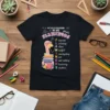 Teacher t-shirt with the text "A+B IN THIS CLASSROOM WE ARE FLAMINGOS" and an acronym defining teacher traits, featuring a