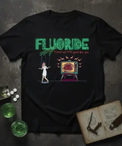 FLUORIDE Trust us! It's text design featuring stylish typography on quality t-shirt