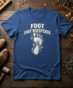 T-shirt with "FOOT FOOT WHISPERER" text and a detailed illustration of a human foot skeleton