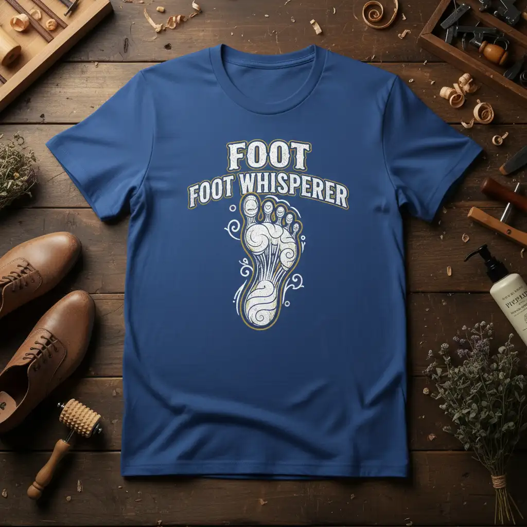 FOOT FOOT WHISPERER t-shirt design with anatomical foot illustration for podiatrists and foot care lovers