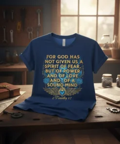 T-shirt with the Bible verse "For God Has Not Given Us A Spirit Of Fear, But Of Power And Of