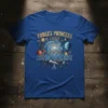 Forget Princess I Want To Be An Astrophysicist text with galaxy and planets graphic on a blue t-shirt