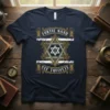 Navy t-shirt with "Forthe Nand Sef Tofivete" text and a detailed Star of David graphic