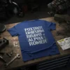 Foxtrot Uniform Bravo Alpha Romer phonetic alphabet text design on a blue t-shirt, military code theme