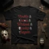 Freddy & Jason & text design featuring unique typography on quality t-shirt