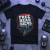 Black t-shirt featuring the text "FREE HEAD KICKS" and a graphic of a martial artist performing a kick