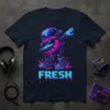 Fresh basketball character dabbing in sunglasses and cap with "FRESH" text below, vibrant neon colors