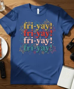 fri-yay! fri-yay! fri-yay! fri-yay! stylish graphic design printed on comfortable cotton t-shirt