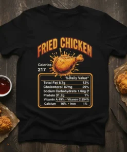 Fried Chicken Calories 217 text design featuring eye-catching typography on quality t-shirt