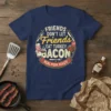 Friends Don't Let Friends Eat Turkey Bacon Real Pork Rules text with pig chef and turkey on a navy t-shirt