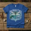 Frog Dragglivy Turtle T-Shirt with dragonfly, frog, and turtle graphics in a circular nature design
