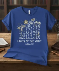 FRUITS OF THE SPIRIT Galatians 5:22 creative graphic design printed on comfortable cotton t-shirt