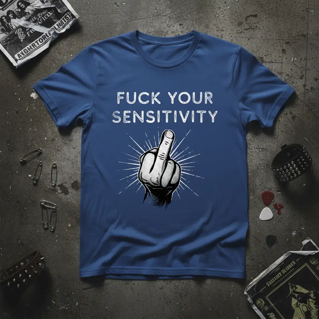 FUCK YOUR SENSITIVITY retro design printed on premium quality fabric with eye-catching details