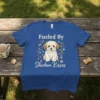 Fueled By Shichon Kisses T-Shirt design featuring a cute Shichon puppy surrounded by hearts and paw prints