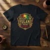 Fulani From Guinea text with Guinea flag map and wooden flutes on a black t-shirt