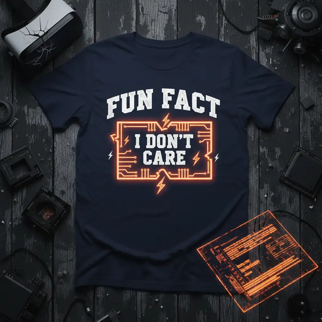 FUN FACT I DON'T CARE bold typography printed on soft premium material creating a standout t-shirt