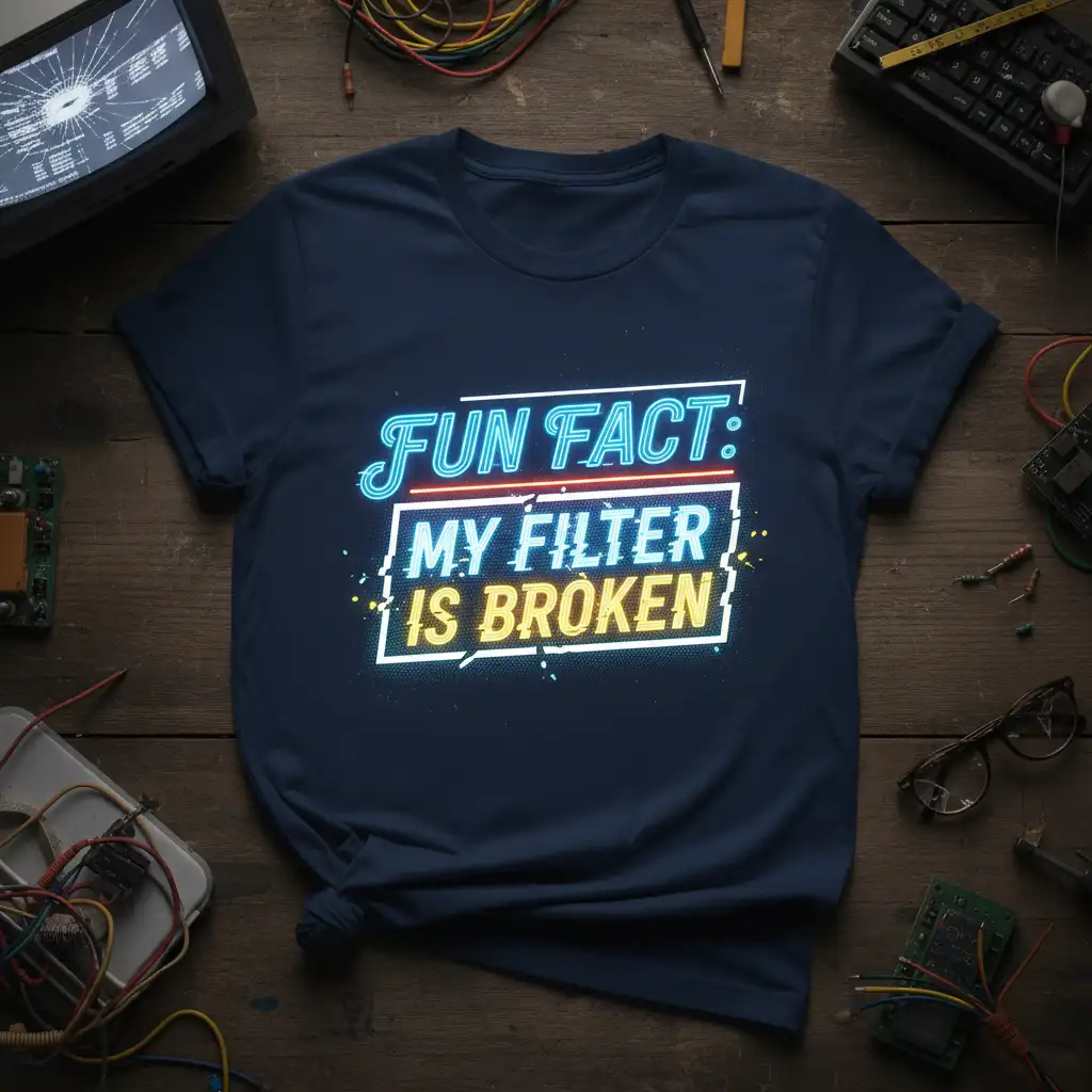 FUN FACT: MY FILTER IS BROKEN unique artwork printed on comfortable cotton fabric creating a standout t-shirt