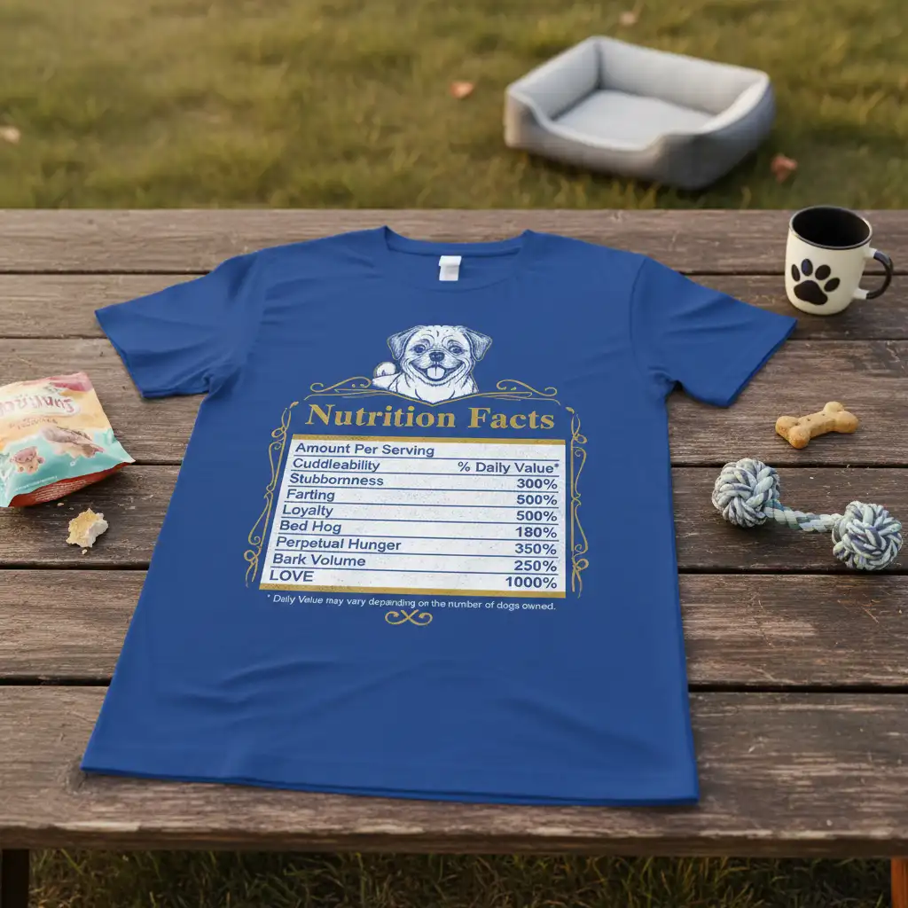 Nutrition Facts Amount Per quote printed with creative illustration on durable material t-shirt design