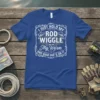 I JUST HOLD MY ROD WIGGLE My Worm AND BAM SHE'S ON IT fishing quote t-shirt design with fish graphics