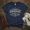 Navy t-shirt with "I'm Not Gynecologist But I'll Take A Look" quote in distressed vintage lettering