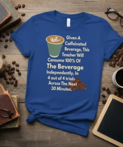 Given A Caffeinated Beverage, text design featuring detailed typography on quality t-shirt