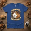 Furry Potato The Original Emotional Support Animal guinea pig design with floral wreath on a blue t-shirt
