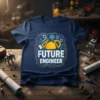 Future Engineer T-Shirt with blueprint, gears, and hard hat graphic