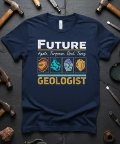 Future Geologist Agate Turquoise Opal Topaz unique graphic design printed on comfortable cotton t-shirt