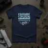 Future Hubby text with gears and lightning bolts graphic on a navy blue t-shirt for grooms