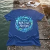 Future Marine Biologist t-shirt design with a circular arrangement of ocean animals and coral
