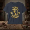 Future Trophy Husband text with trophy graphic on a navy t-shirt, perfect for grooms-to-be and wedding gifts