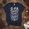 G-PA noun Like a normal grandpa but so much Cooler text with motorcycle engine graphic on navy t-shirt