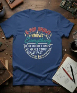 G-POP KNOWS Everything IF text design featuring detailed typography on quality t-shirt