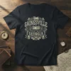 Vintage Gainesville Georgia Est 1800 t-shirt design with train graphic and ornate border