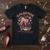 Galentine Gang Together We Slay t-shirt design featuring a martini glass with legs and hearts, glitter text