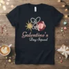 Galentine's Day Squad text design with sparkly heart and gem graphic on a black t-shirt