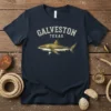 Galveston Texas shark t-shirt design with vintage typography and detailed shark illustration