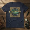 Galway Ireland t-shirt design with Celtic knot border, featuring the text Gaillimh and Galway, and a landscape scene