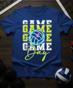 Game Day Volleyball eye-catching graphic design printed on comfortable cotton t-shirt