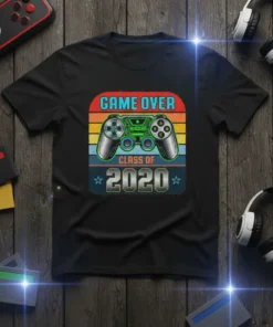 Game Over Class of 2020 graduation t-shirt with retro gaming controller graphic
