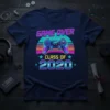 Retro "Game Over Class of 2020" gamer graduation t-shirt design with a video game controller and colorful sunset graphic