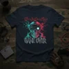 Game Over Skull VR Headset T-Shirt eye-catching graphic design printed on comfortable cotton t-shirt