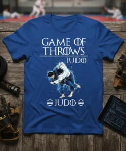Game of Throws Judo t-shirt design featuring white text and a graphic of two judokas grappling