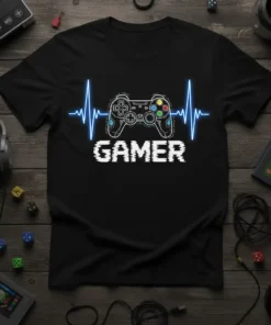 Gamer Heartbeat T-Shirt unique graphic design printed on comfortable cotton t-shirt