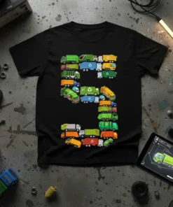 Garbage Truck Number 5 creative graphic design printed on comfortable cotton t-shirt